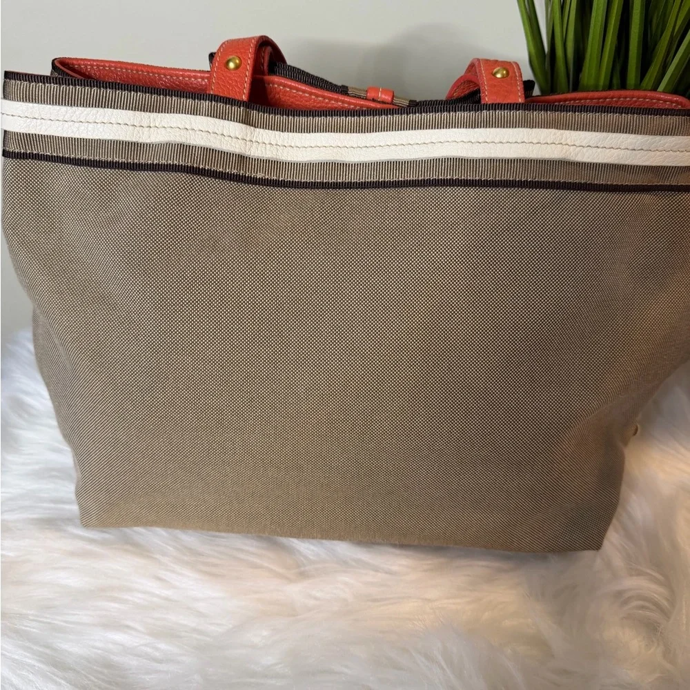 Prada Beige and Red Canvas Tote - Picture 5 of 8
